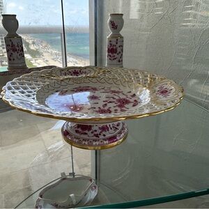 Meissen Indian Flower Pink Onion Compote Cake Stand Plate